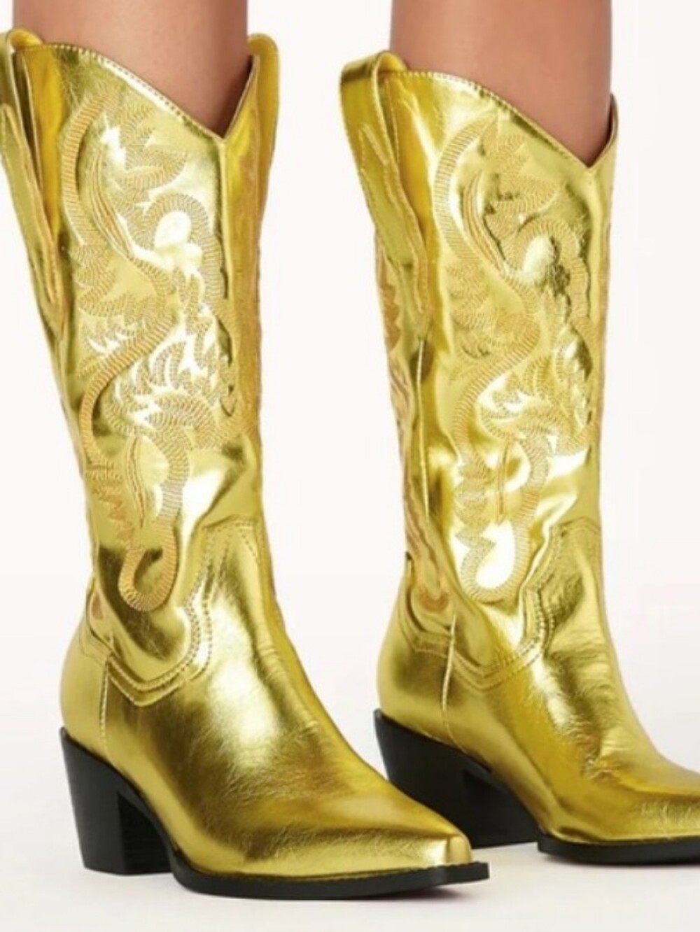 Billini Danilo Gold Metallic Western Boot Size 6 NEW